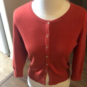 WHBM Snap-Front Cardigan - Coral - Med